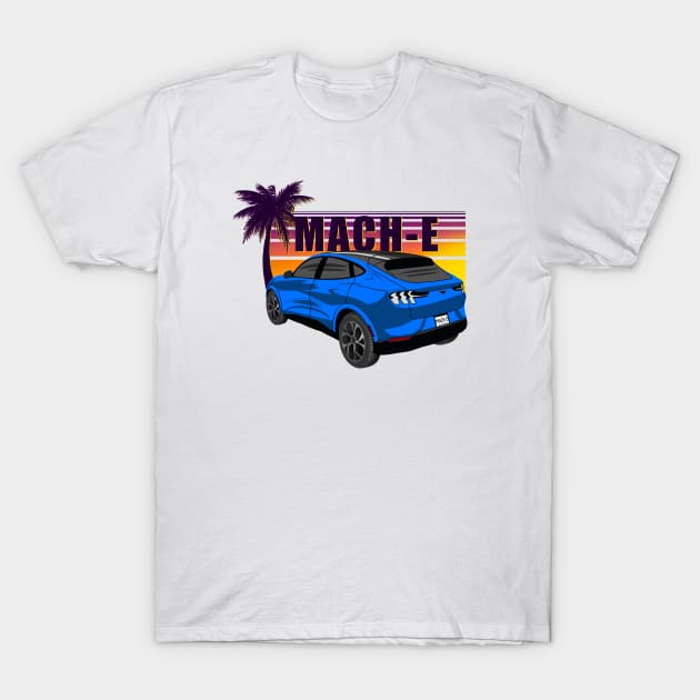 Sunset Mach-E in Grabber Blue T-Shirt by zealology